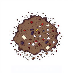 A patch of ground with scattered trash, depicted in pixel art style on a white background.