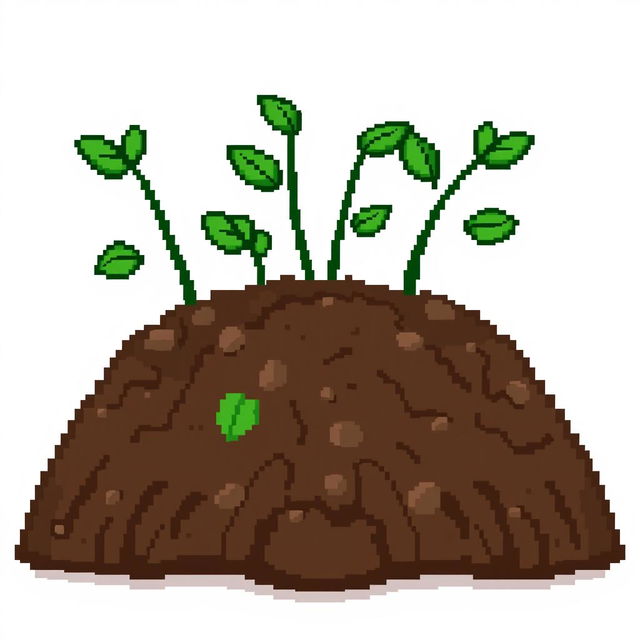 A front view of garden soil, depicted in pixel art style on a white background.