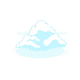 A blue sky depicted in pixel art style, set against a white background.