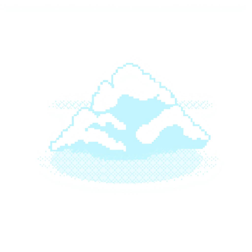 A blue sky depicted in pixel art style, set against a white background.