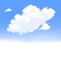 A blue sky depicted in pixel art style, set against a white background.