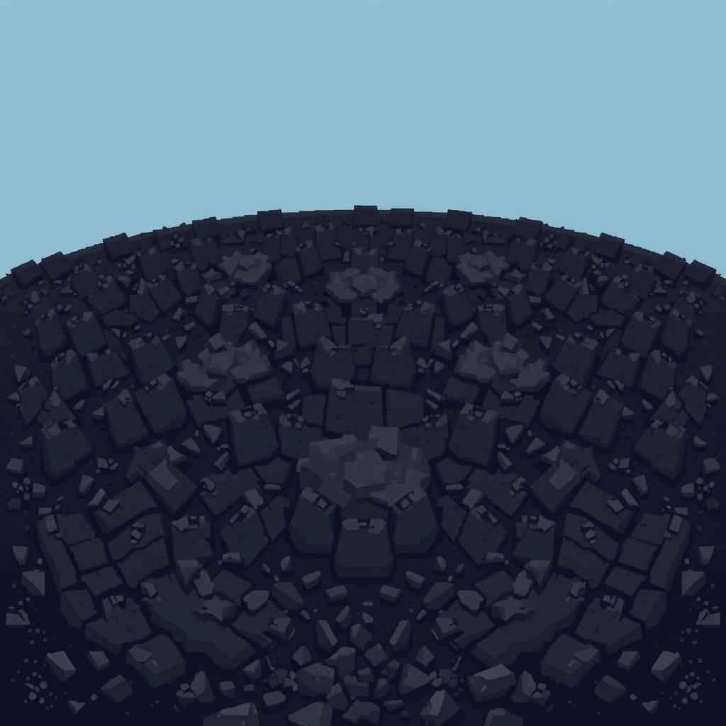 A front view of black soil. The image should be in pixel art style.