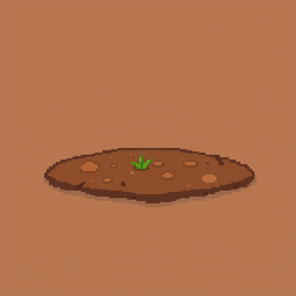 A small patch of brown soil depicted from the front in pixel art style.