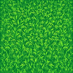 A front view of a lawn depicted in pixel art style. The image should show the texture and detail of the grass.