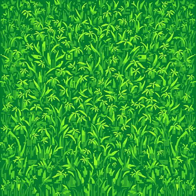 A front view of a lawn depicted in pixel art style. The image should show the texture and detail of the grass.