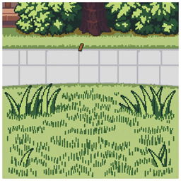 A front view of a lawn depicted in pixel art style. The image should show the texture and detail of the grass.