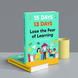 Create an ebook cover with the title '15 Days to Lose the Fear of Learning English'