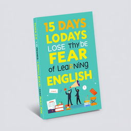 Create an ebook cover with the title '15 Days to Lose the Fear of Learning English'