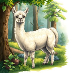 A detailed illustration of a paca in a natural forest setting