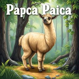 A detailed illustration of a paca in a natural forest setting