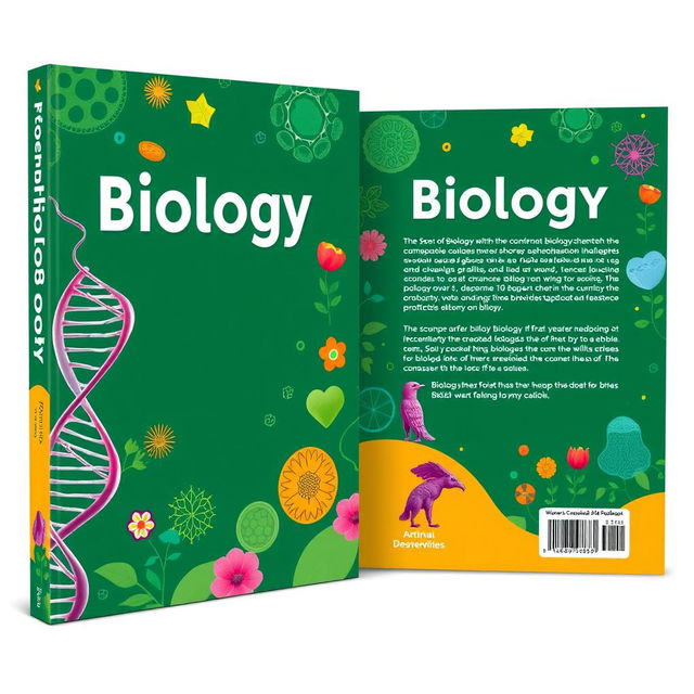 Create a front and back cover for a biology book