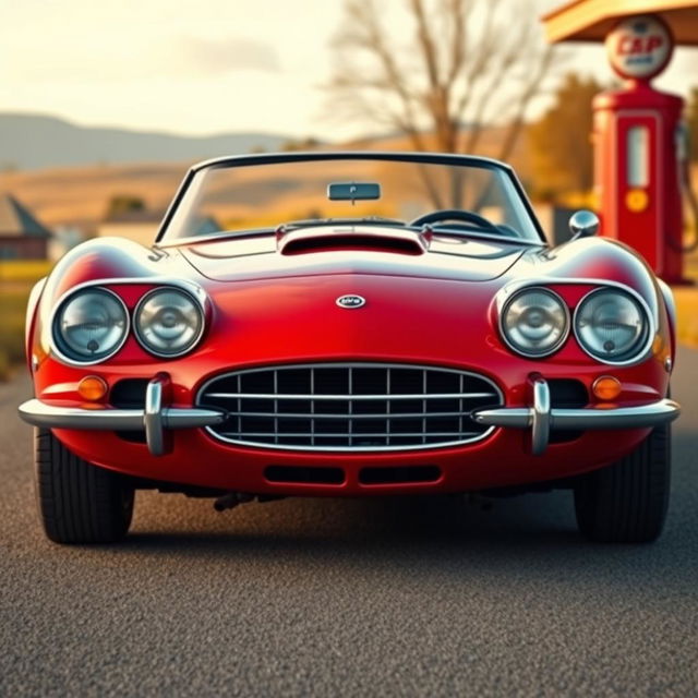 Create an image of a classic 1960s sports car with a sleek, aerodynamic design