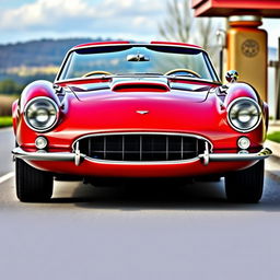 Create an image of a classic 1960s sports car with a sleek, aerodynamic design