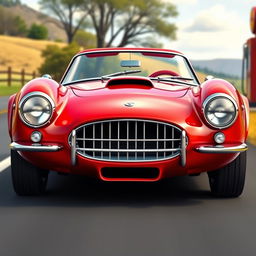 Create an image of a classic 1960s sports car with a sleek, aerodynamic design