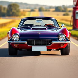 Create an image of a classic 1960s sports car with a sleek, aerodynamic design