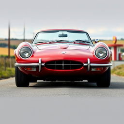 Create a completed image of a classic 1960s sports car with a sleek, aerodynamic design