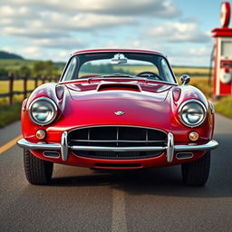 Create a completed image of a classic 1960s sports car with a sleek, aerodynamic design