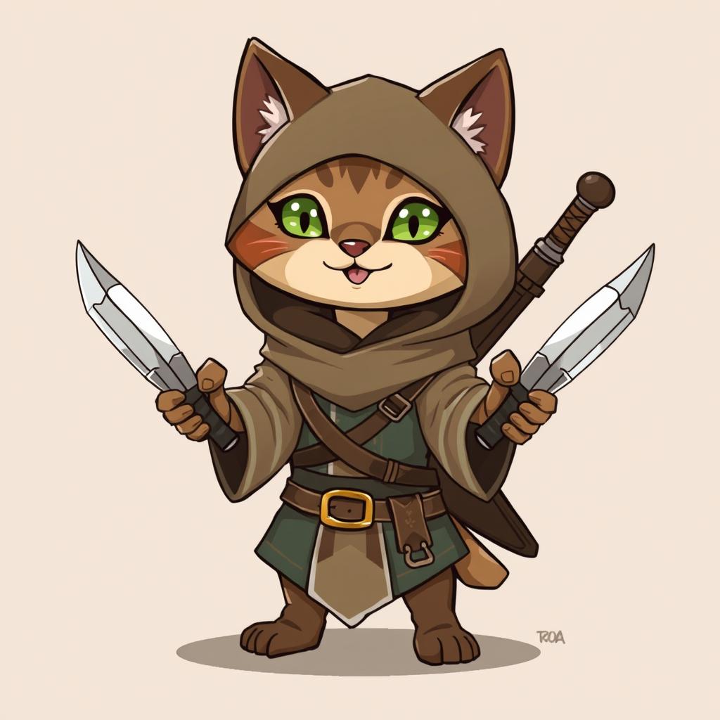 Create a cute Tabaxi rogue character from Dungeons & Dragons