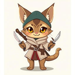 Create a cute Tabaxi rogue character from Dungeons & Dragons