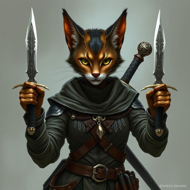 Create a realistic Tabaxi rogue character from Dungeons & Dragons