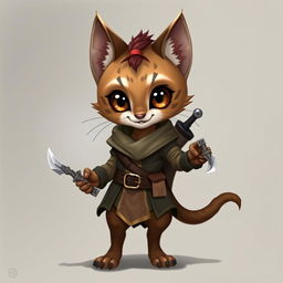 Create an adorable and realistic Tabaxi rogue character from Dungeons & Dragons