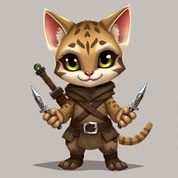 Create an adorable and realistic Tabaxi rogue character from Dungeons & Dragons