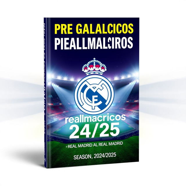 Create an ebook cover design for a book titled 'Pre Galacticos 24/25' about Real Madrid matches in the season 2024/2025