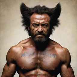 A depiction of Wolverine as if he originated from Western Highlands Province of Papua New Guinea, adorned in traditional costume with unique cultural symbols and elements.