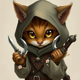 Create an even more adorable and realistic Tabaxi rogue character from Dungeons & Dragons