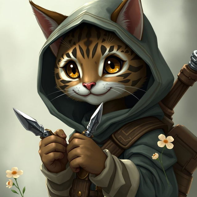 Create an even more adorable and realistic Tabaxi rogue character from Dungeons & Dragons