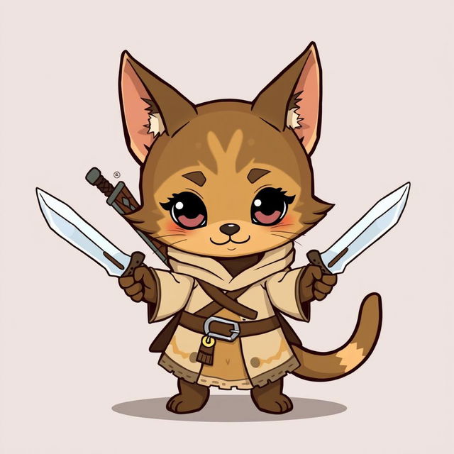 Create a cute Tabaxi rogue character from Dungeons & Dragons