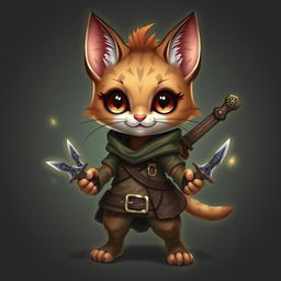 Create an adorable and realistic Tabaxi rogue character from Dungeons & Dragons, showcasing her psychic energy