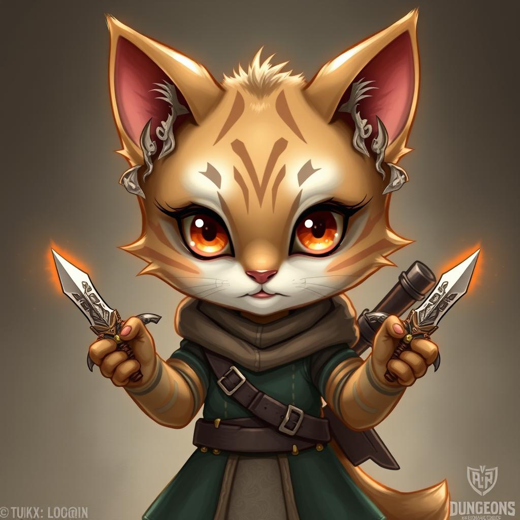 Create an adorable and realistic Tabaxi rogue character from Dungeons & Dragons, showcasing her psychic energy