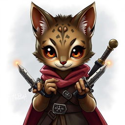 Create an adorable and realistic Tabaxi rogue character from Dungeons & Dragons, showcasing her psychic energy