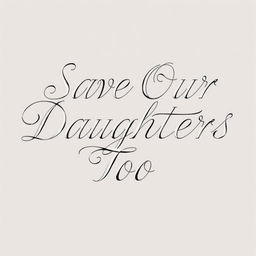 A beautifully written calligraphy piece that spells out 'Save Our Daughters Too'