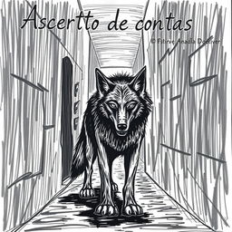 A hand-drawn image of a wolf in a poorly lit alley, rendered in black and white