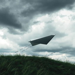 A paper plane attempting to land amidst turbulence