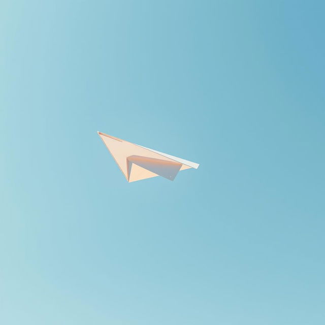 A paper plane caught in turbulence with a clear, sunny sky as the background