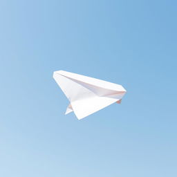 A paper plane caught in turbulence with a clear, sunny sky as the background