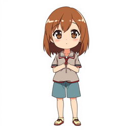 An anime character with a height of 170 cm, chestnut brown hair, and brown eyes