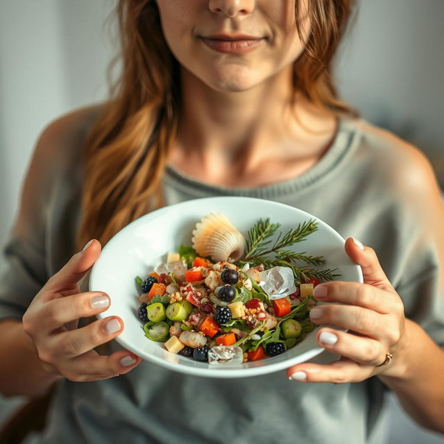 A harmonious scene that embodies conscious eating, nature, and the golden ratio