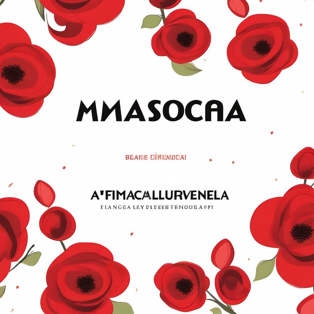 On a white background, the words 'A máscara Vermelha' are written in a clean and prominent font