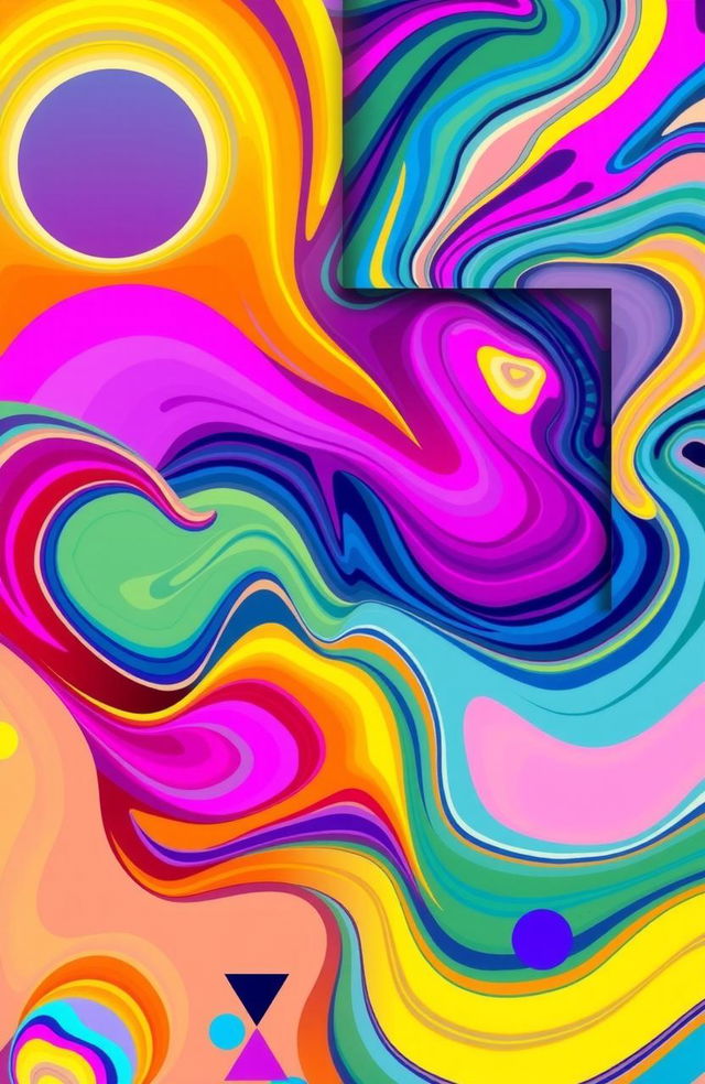 An abstract art piece with vibrant swirls of colors and geometric shapes, perfect for a creative and modern IG Story background