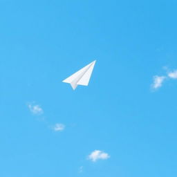 A simple paper airplane flying through a clear blue sky