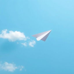 A simple paper airplane flying through a clear blue sky