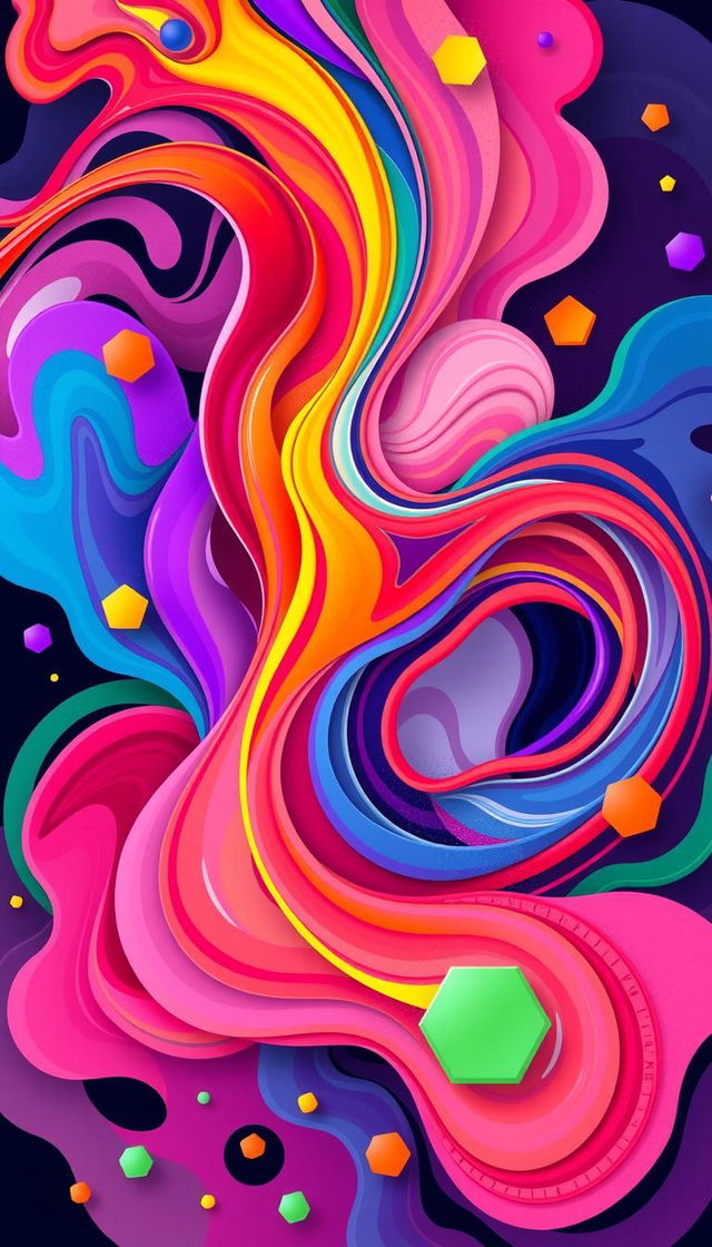 Another abstract art piece with vibrant swirls of colors and geometric shapes, perfect for a creative and modern IG Story background