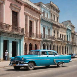 An updated vision of Cuba under the influence of modern capitalism, showcasing advanced technology, contemporary architecture, thriving entrepreneurship, and bustling city life.