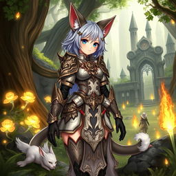 A detailed illustration of a female Miqo'te, a cat-like humanoid character from Final Fantasy XIV