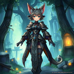 A detailed illustration of a female Miqo'te, a cat-like humanoid character from Final Fantasy XIV