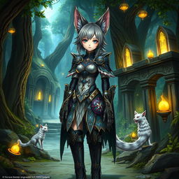 A detailed illustration of a female Miqo'te, a cat-like humanoid character from Final Fantasy XIV